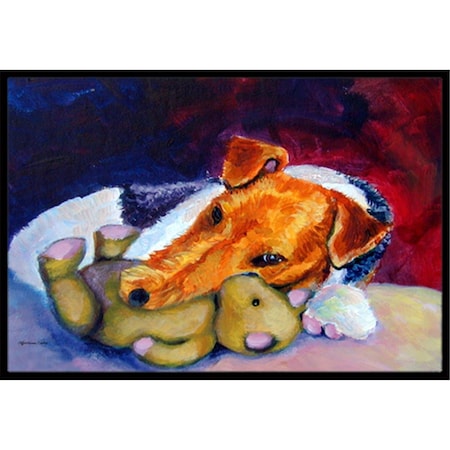 Carolines Treasures Fox Terrier And Teddy Bear Indoor and Outdoor Mat- 18 x 27 in. 7355MAT